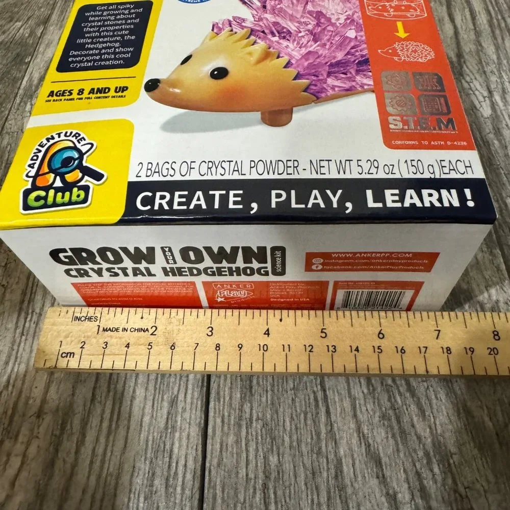 New Grow Your Own Crystal Hedgehog, Pink, Science Kit STEM Adventure Club